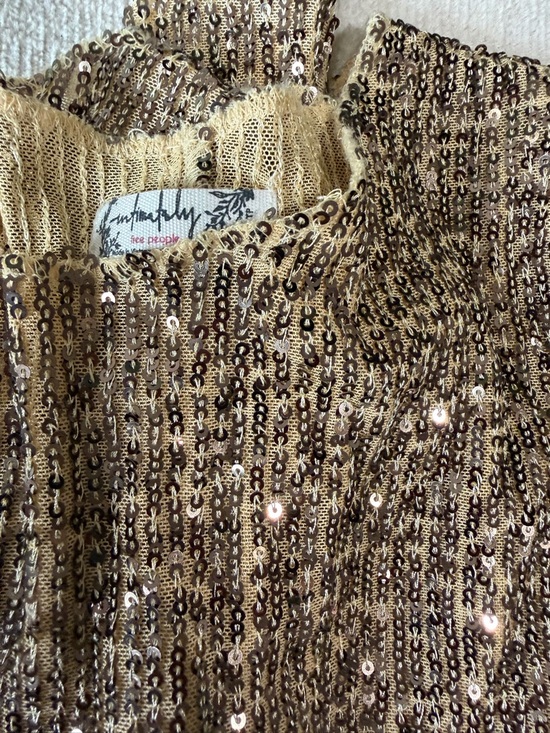 Anthropologie Tops - Anthropologie Gold Sequin Knit Top